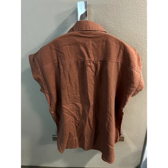 Quince Womens Vintage Wash Tencel Camp Shirt Terracotta Sleeved Size S - Picture 5 of 8